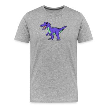Dino - Männer Premium Bio T-Shirt - Grau meliert - Vorne - Damien (186cm)