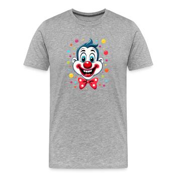Karneval Clown Kostüm Fasching Fastnacht - Männer Premium Bio T-Shirt - Grau meliert - Vorne - Damien (186cm)