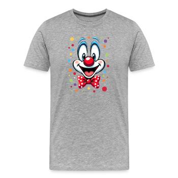 Karneval Clown Kostüm Fasching Fastnacht - Männer Premium Bio T-Shirt - Grau meliert - Vorne - Damien (186cm)
