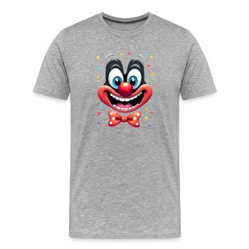 Karneval Clown Kostüm Fasching Fastnacht - Männer Premium Bio T-Shirt - Grau meliert - Vorne - Damien (186cm)