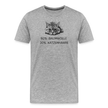 80% Baumwolle - 20% Katzenhaare  - Männer Premium Bio T-Shirt - Grau meliert - Vorne - Damien (186cm)