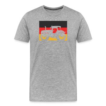 Traktor mit Deutschlandflagge – Landwirt Stolz - Männer Premium Bio T-Shirt - Grau meliert - Vorne - Damien (186cm)