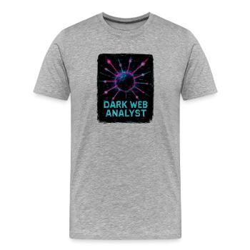 Dark Web Analyst - Cybersécurité - T-shirt bio Premium Homme - gris chiné - Devant - Damien (186cm)