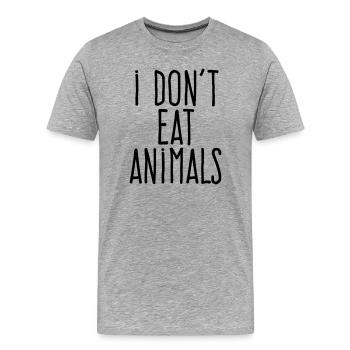 Je ne mange pas d’animaux - Citation sur le mode de vie végan - T-shirt bio Premium Homme - gris chiné - Devant - Damien (186cm)