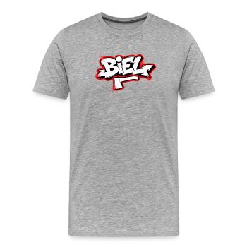 Biel Graffiti  - Männer Premium Bio T-Shirt - Grau meliert - Vorne - Damien (186cm)