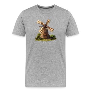 Moulin à vent dans le jardin - T-shirt bio Premium Homme - gris chiné - Devant - Damien (186cm)