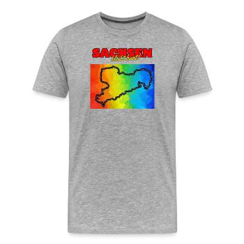 SAXONY REMAINS COLOURFUL! - Men's Premium Organic T-Shirt - heather grey - Front - Damien (186cm)
