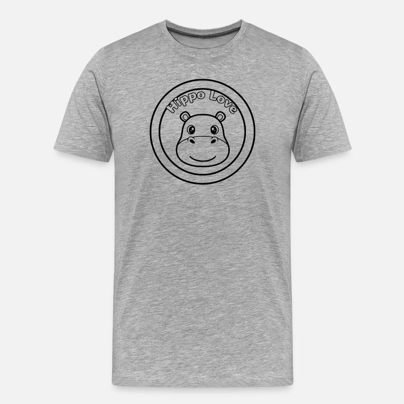 Hippo Love Nilpferd Logo - Männer Premium Bio T-Shirt - Grau meliert