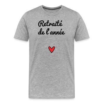 RETRAITE. RETRAITE. RETRAITEE. RETRAITE - T-shirt bio Premium Homme - gris chiné - Devant - Damien (186cm)