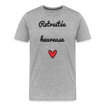 RETRAITEE. RETRAITE. RETRAITEE. RETRAITE - T-shirt bio Premium Homme - gris chiné - Devant - Damien (186cm)