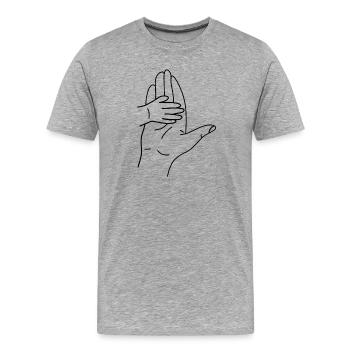 Silhouette de la main dans l’étreinte - T-shirt bio Premium Homme - gris chiné - Devant - Damien (186cm)