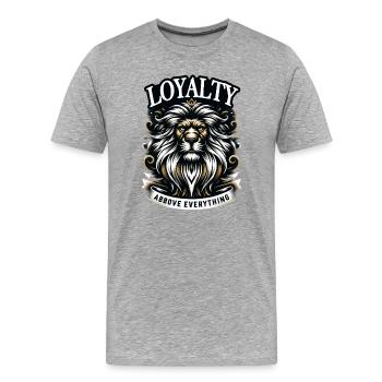 La loyauté avant tout, la fierté et le caractère Leo - T-shirt bio Premium Homme - gris chiné - Devant - Damien (186cm)
