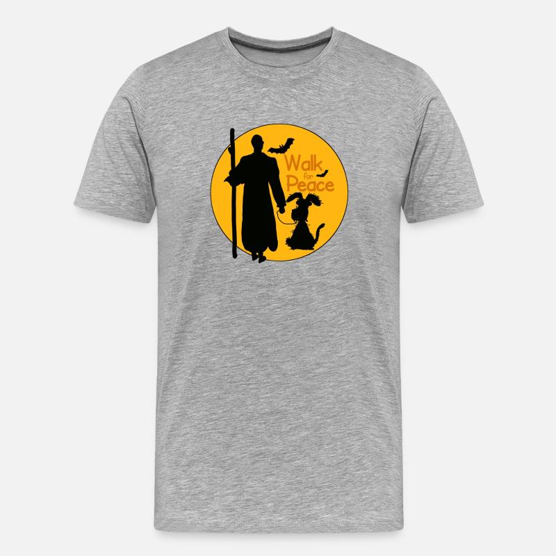 walk for peace spruch - Männer Premium Bio T-Shirt - Grau meliert