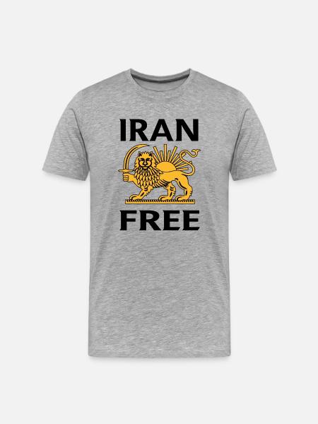 Lion héraldique avec épée et soleil - T-shirt bio Premium Homme - gris chiné