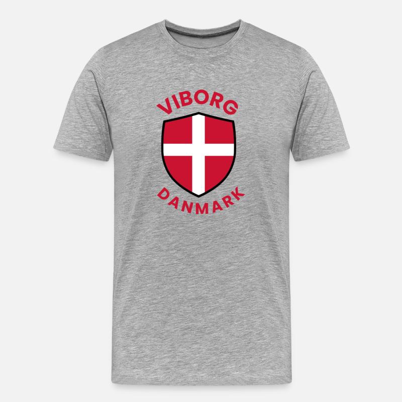 Viborg Dänemarks Schild mit Kreuzfahne - Männer Premium Bio T-Shirt - Grau meliert