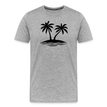 Palm Trees Beach Island - Men's Premium Organic T-Shirt - heather grey - Front - Damien (186cm)