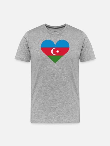Herzflagge Aserbaidschans - Männer Premium Bio T-Shirt - Grau meliert