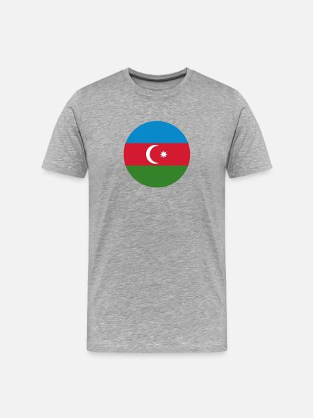 Azerbaijan round flag - Men's Premium Organic T-Shirt - heather grey