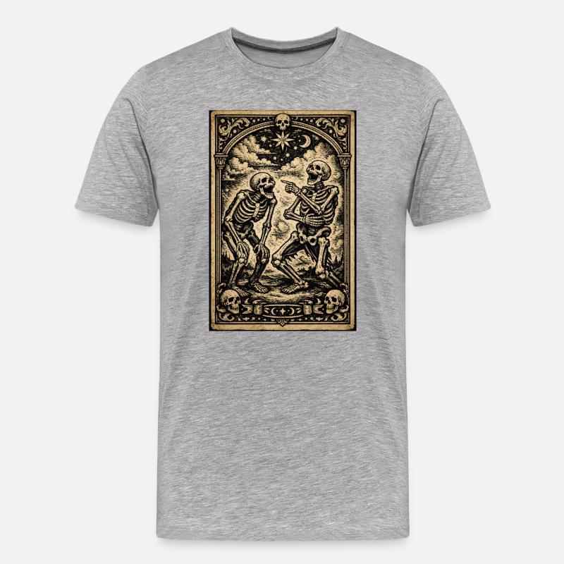 Skelett-Serenade unter den Sternen - Männer Premium Bio T-Shirt - Grau meliert