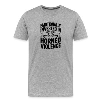 Emotionally Invested in Horned Violence - Men's Premium Organic T-Shirt - heather grey - Front - Damien (186cm)