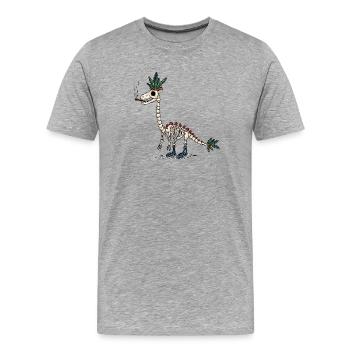 Stoner Dino Skeleton Joint & Flowers - Men's Premium Organic T-Shirt - heather grey - Front - Damien (186cm)