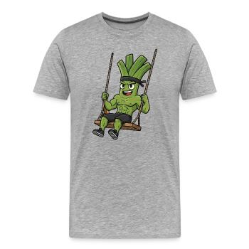 Lustiger Lauch Sellerie Cartoon Schaukeln Spaß - Männer Premium Bio T-Shirt - Grau meliert - Vorne - Damien (186cm)