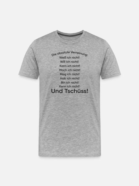 Absolute Verneinung Shirt - Männer Premium Bio T-Shirt - Grau meliert