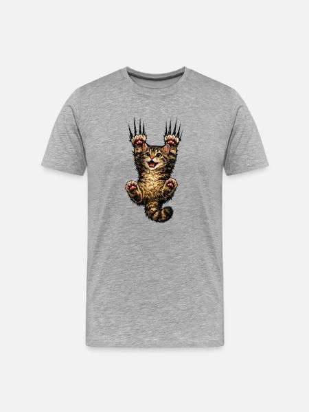 Kitten Happy Jump - Men's Premium Organic T-Shirt - heather grey