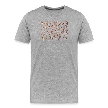 De nombreuses œuvres d’art avec points d’interrogation - T-shirt bio Premium Homme - gris chiné - Devant - Damien (186cm)