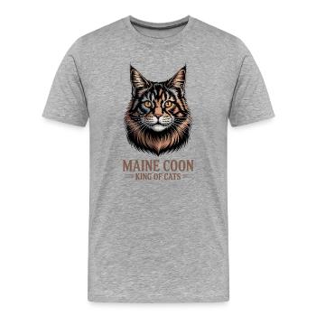 Maine Coon King of Cats – Majestätisches Katzengeschenk - Männer Premium Bio T-Shirt - Grau meliert - Vorne - Damien (186cm)