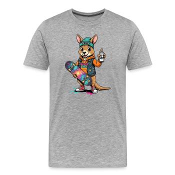 Kangaroo Sk8 Crew Oz Style - Men's Premium Organic T-Shirt - heather grey - Front - Damien (186cm)