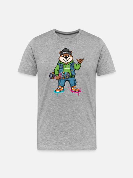 Trailbrawler Biber Skateheld - Männer Premium Bio T-Shirt - Grau meliert