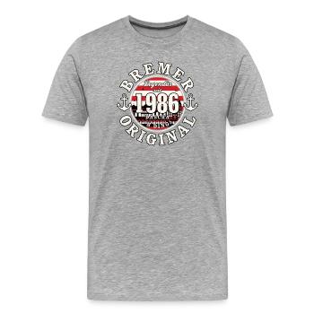 40th Birthday 2026 Bremen Original Gift - Men's Premium Organic T-Shirt - heather grey - Front - Damien (186cm)