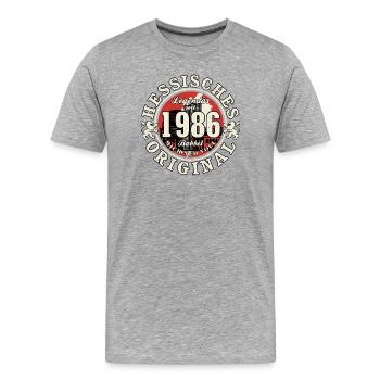 40. Geburtstag 2026 Hessisches Original Geschenk - Männer Premium Bio T-Shirt - Grau meliert - Vorne - Damien (186cm)