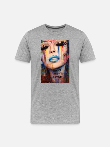 Dreams to Live Bunte Graffiti - Männer Premium Bio T-Shirt - Grau meliert