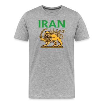 Persischer Löwe mit Sonnenmotiv - Männer Premium Bio T-Shirt - Grau meliert - Vorne - Damien (186cm)
