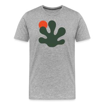Abstrakter grüner Splash mit orangefarbenem Akzent - Männer Premium Bio T-Shirt - Grau meliert - Vorne - Damien (186cm)