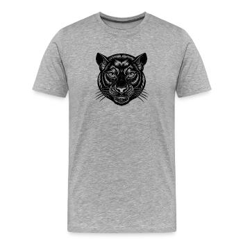 Visage de panthère - T-shirt bio Premium Homme - gris chiné - Devant - Damien (186cm)