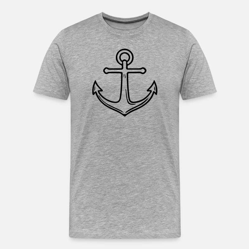 Anker Symbol Outline - Männer Premium Bio T-Shirt - Grau meliert