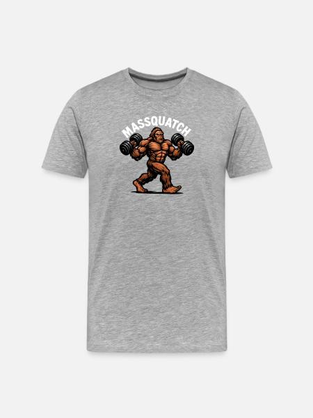 Massquatch Weightlifting Sasquatch Funny Bigfoot - Men's Premium Organic T-Shirt - heather grey
