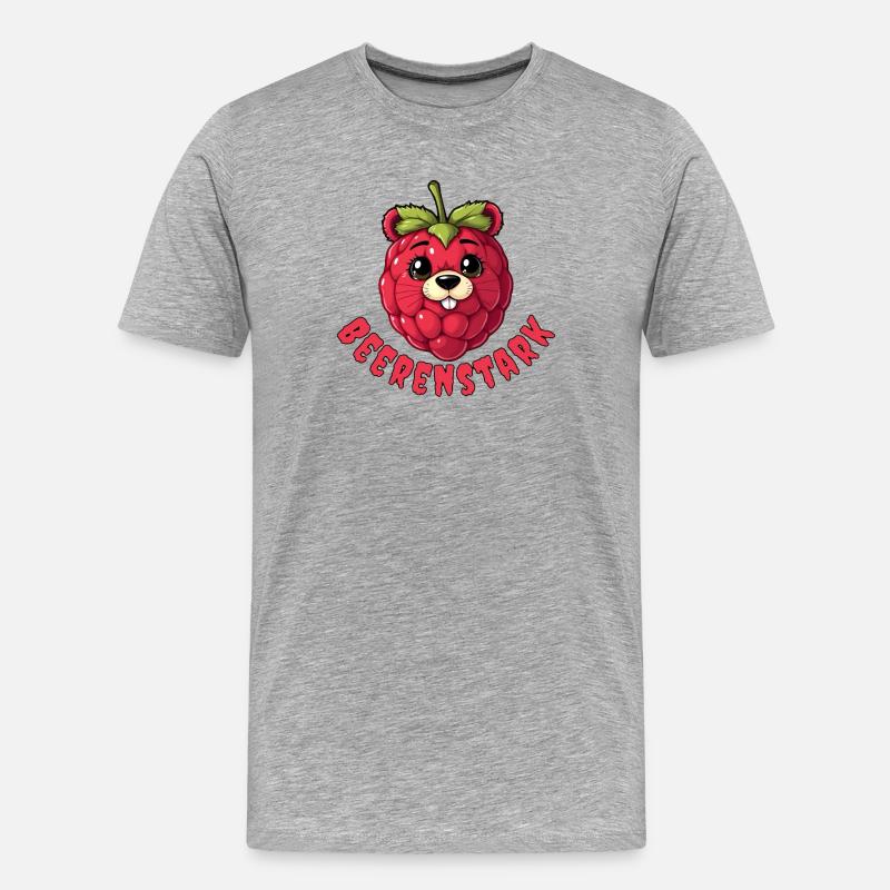 Beerenstark Cartoon-Beere - Männer Premium Bio T-Shirt - Grau meliert