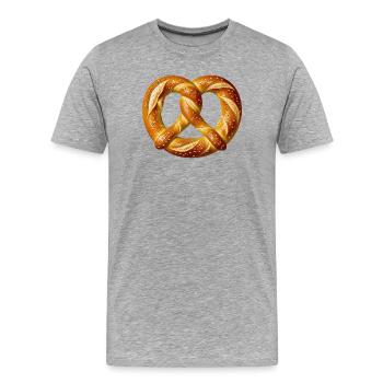 Brezel Bäcker Kostüm Backwaren Bäckerei Karneval  - Männer Premium Bio T-Shirt - Grau meliert - Vorne - Damien (186cm)