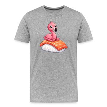 Flamingo Sushi Japanisches Essen Roher Fisch - Männer Premium Bio T-Shirt - Grau meliert - Vorne - Damien (186cm)