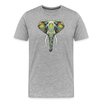 Colorful Flower Elephant - Men's Premium Organic T-Shirt - heather grey - Front - Damien (186cm)