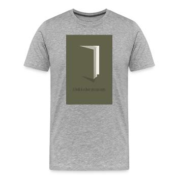 Un livre est une porte que tu peux porter - T-shirt bio Premium Homme - gris chiné - Devant - Damien (186cm)