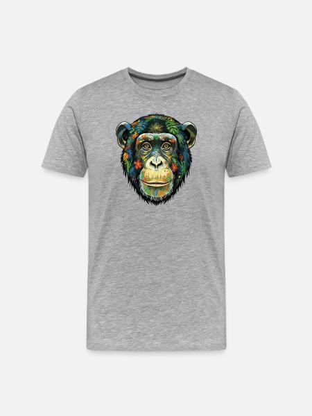 Bunte Schimpansenblüten - Männer Premium Bio T-Shirt - Grau meliert