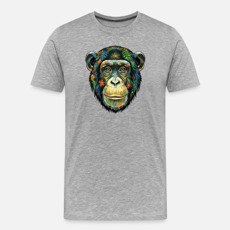 Bunte Schimpansenblüten - Männer Premium Bio T-Shirt - Grau meliert