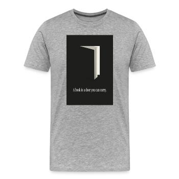 Un livre est une porte que tu peux porter - T-shirt bio Premium Homme - gris chiné - Devant - Damien (186cm)