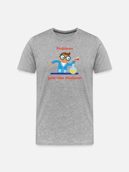 Experimentierfreude: Probieren statt Studieren - Männer Premium Bio T-Shirt - Grau meliert