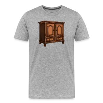Illustration vintage d’armoire en bois - T-shirt bio Premium Homme - gris chiné - Devant - Damien (186cm)